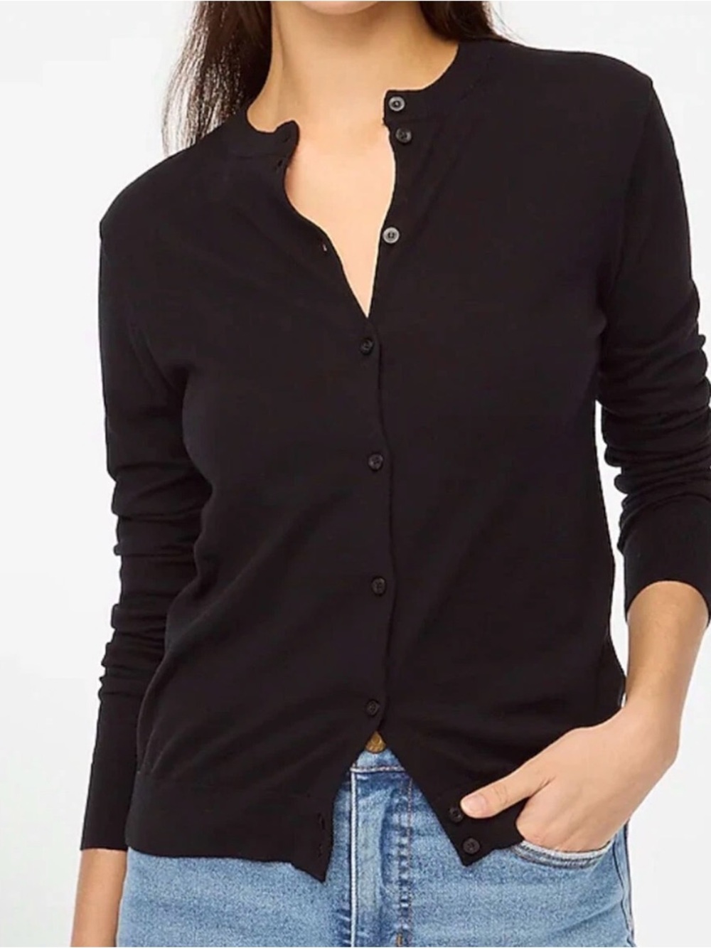 J CREW FACTORY Classic Black Button-Front Women's Cardigan